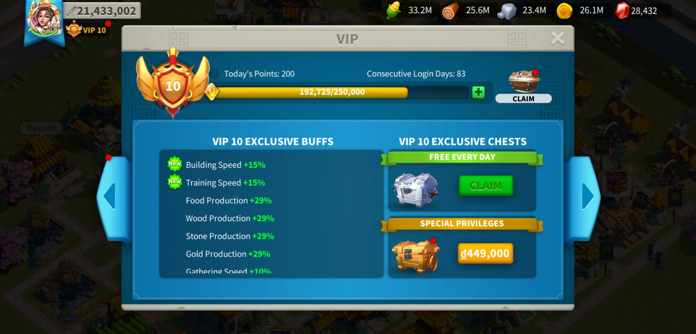 Puntos VIP de Rise of Kingdoms